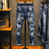 Elasticity Fit Slim Jeans Straight Pants Men's Ripped Jeans